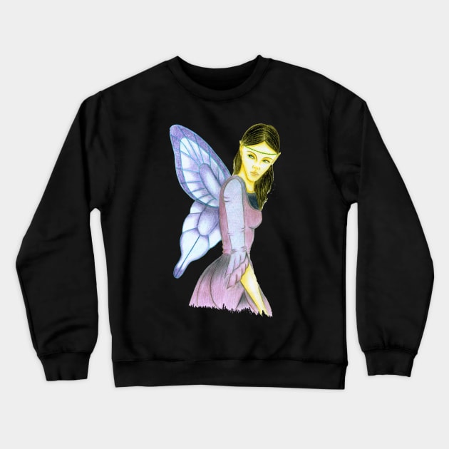Fluttering Fairy- Dark Green Crewneck Sweatshirt by EarthSoul